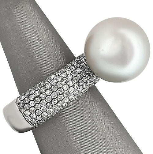 15MM Pearl and Diamond pave ring