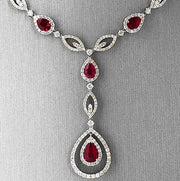 8.88ctw Natural Burmese Ruby and Diamond Necklace