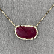 Natural Ruby Slice and Diamond Necklace