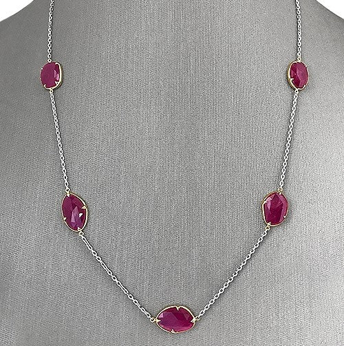 Two-Tone Natural Ruby Slice necklace