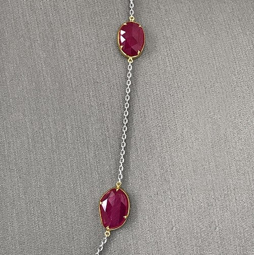 Two-Tone Natural Ruby Slice necklace