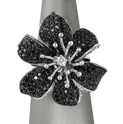 Black & White Diamond convertible Flower ring/pendant