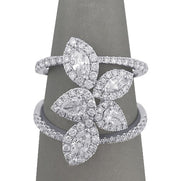 A front facing view of the Sculptural diamond floral ring.