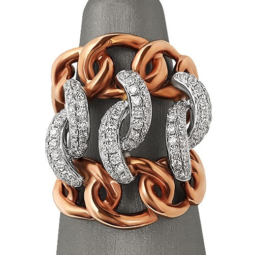 Diamond link rose gold fashion ring