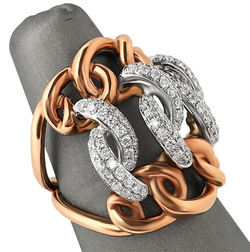 Diamond link rose gold fashion ring