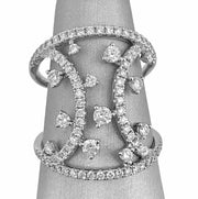 Open design with floating diamond accents for a modern, airy look.