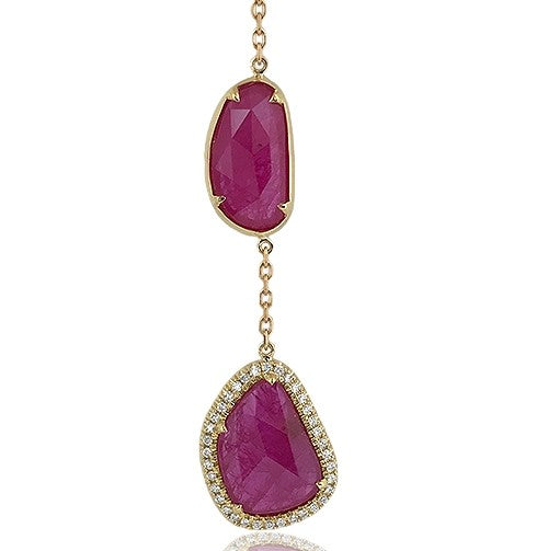 Natural Ruby Slice and diamond earrings