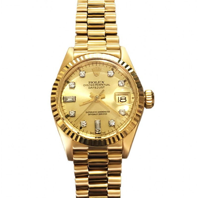 Pre Owned Rolex Lady Datejust President Yellow Gold Watch Jahan Diamond Imports