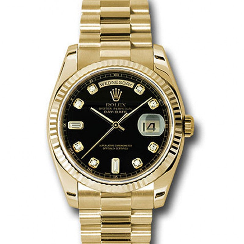 Rolex oyster perpetual day date gold black face store
