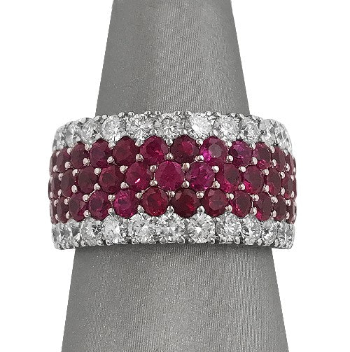 Ruby and Diamond Cigar Band Style Ring