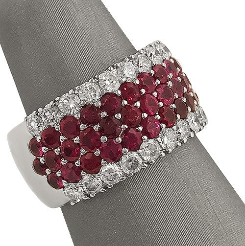 Ruby and Diamond Cigar Band Style Ring
