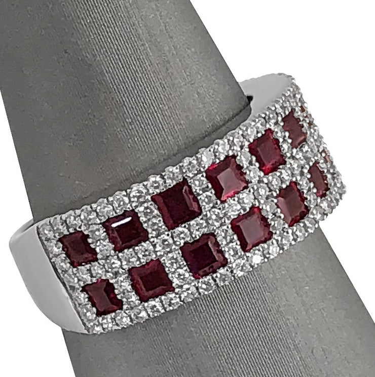 1.98 ctw Ruby and 0.62 ctw Diamond Ring set in 18k White Gold