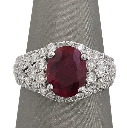 Ruby and Pave Diamond Ring