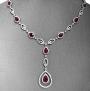 8.88 CTW Natural Burmese Ruby and Diamond Necklace
