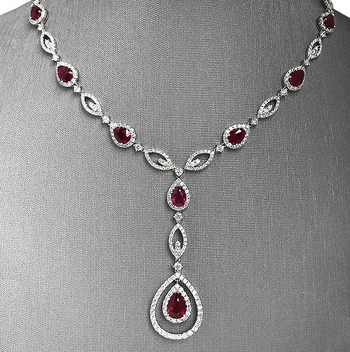 8.88 CTW Natural Burmese Ruby and Diamond Necklace