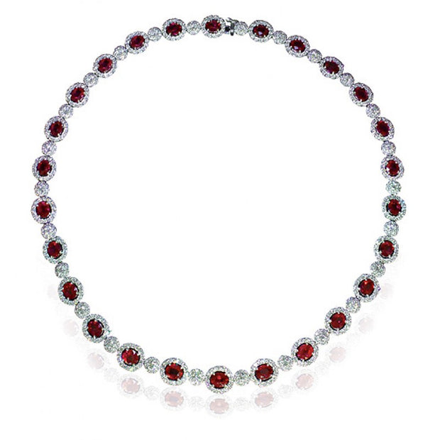 Burmese Ruby Diamond Necklace