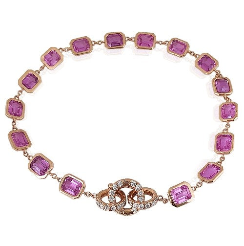 Pink Sapphire and Diamond Bracelet set in 18 KRG