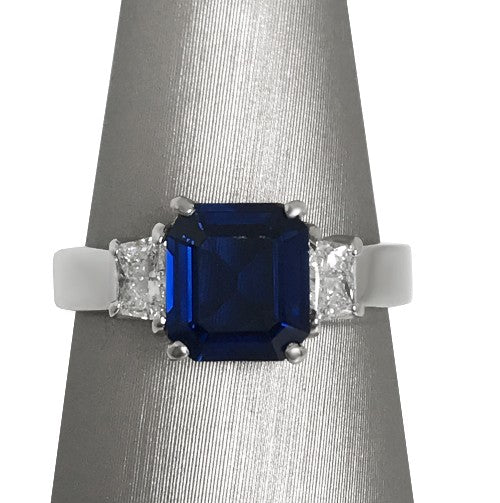 Square Emerald Cut Sapphire Ring