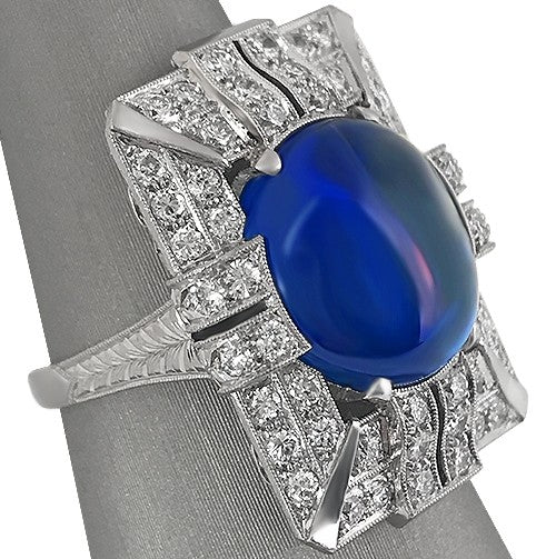 Art Deco Style Sapphire Cocktail Ring