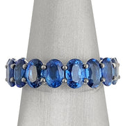 Oval Blue Sapphire Eternity Band