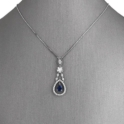 Stunning Sapphire and diamond  pendant necklace.